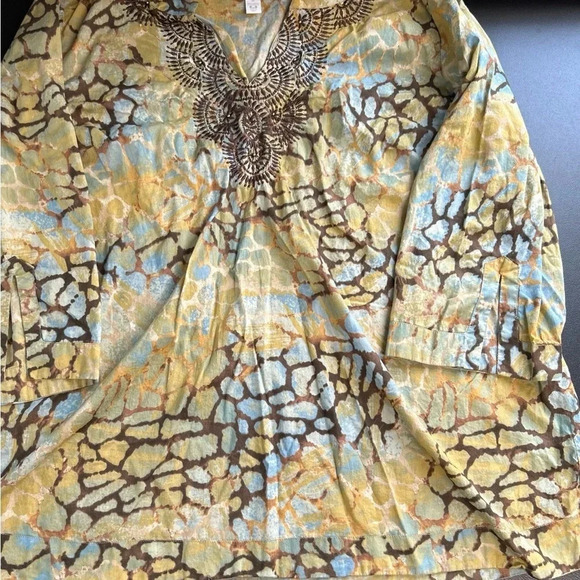 Charter Club Women’s 3X Tunic Top Cotton Boho Embroidered Hippie Colorful Artsy - Picture 6 of 13
